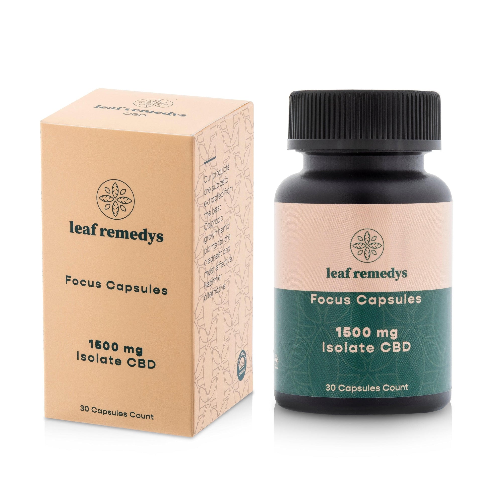 1500mg Isolate CBD focus formula capsules - Leaf Remedys